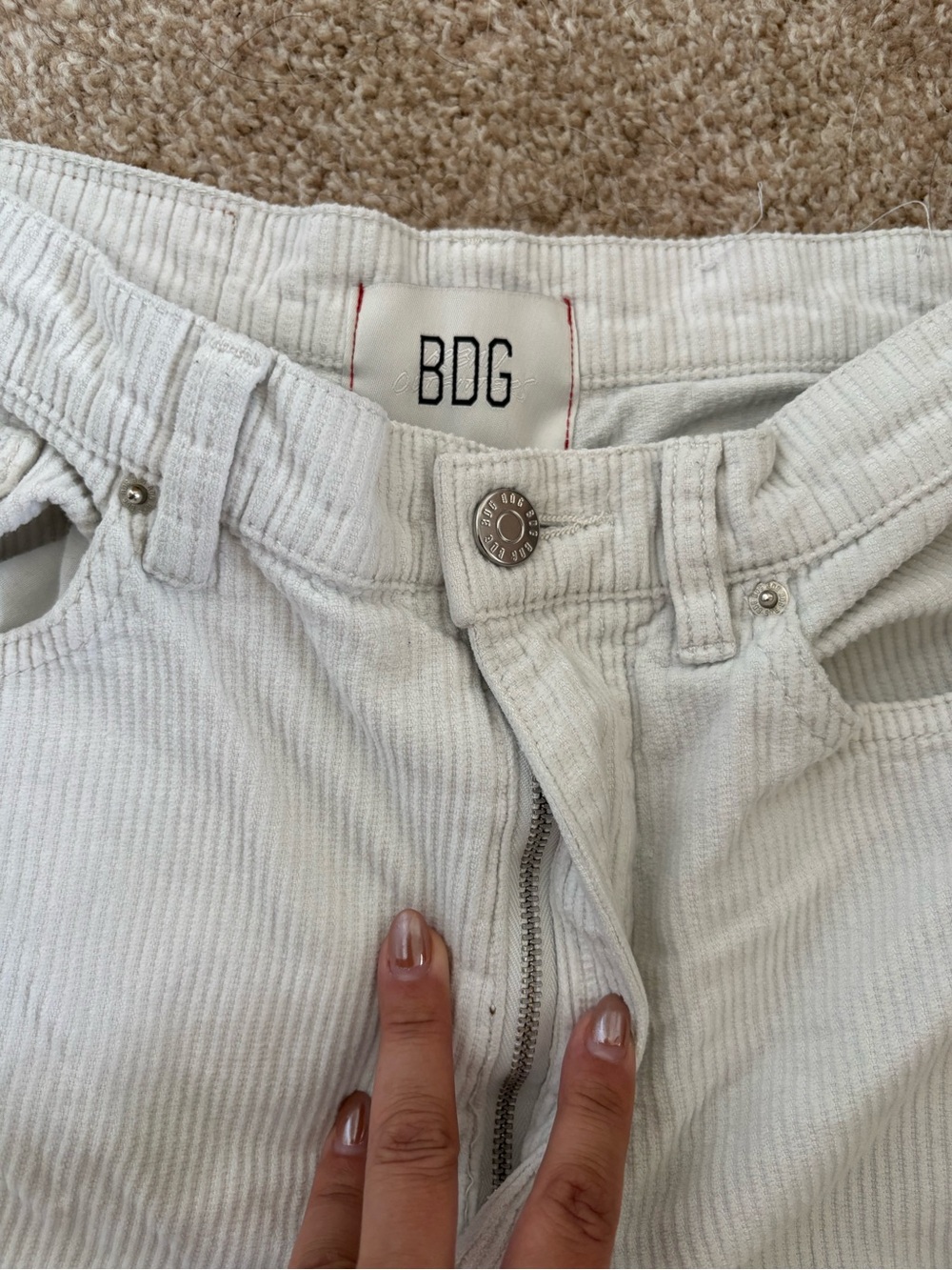 BDG Off-White Corduroy High-Rise Pants - Picture 3 of 9